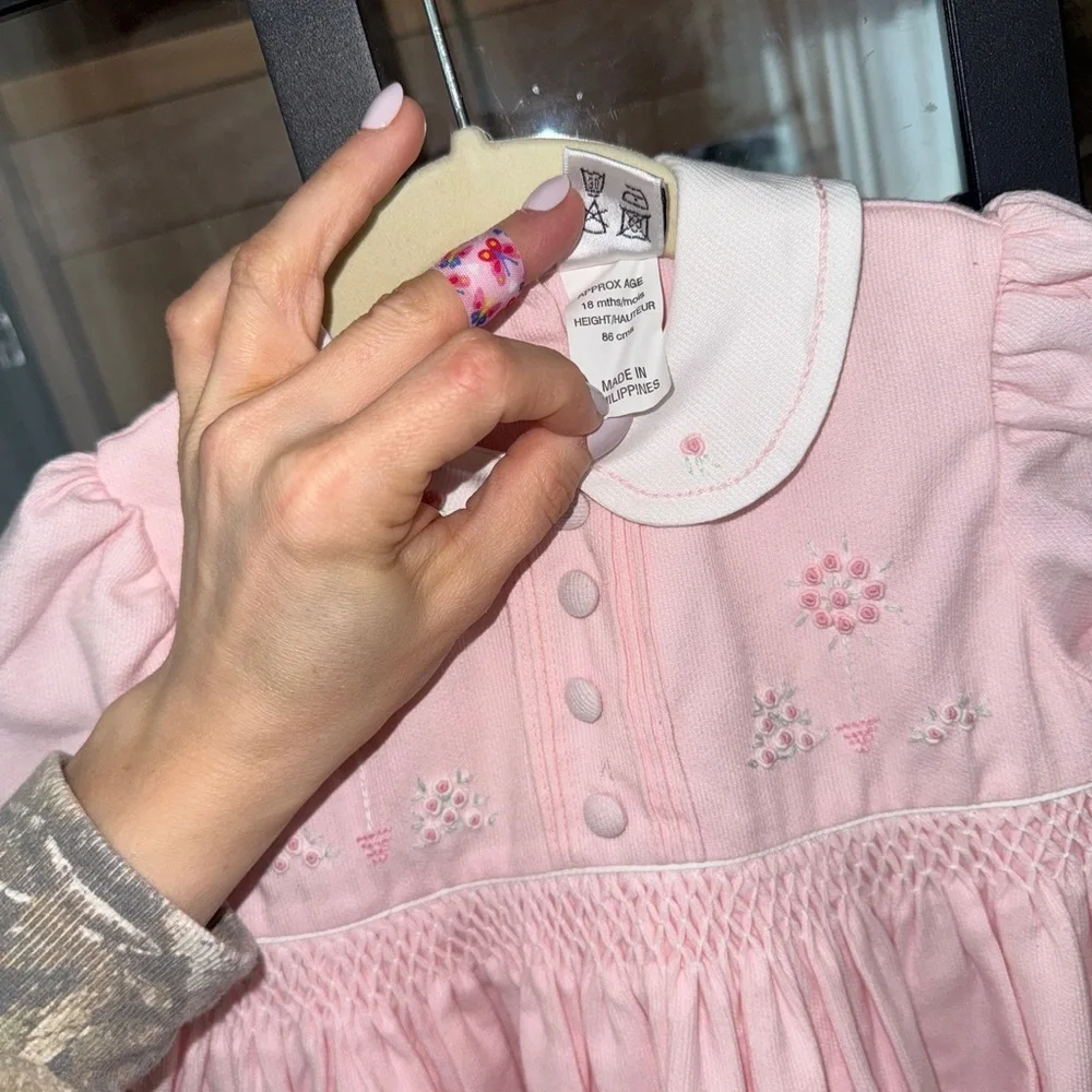 Vintage Sarah Louise dress classic embroidered collar long sleeve toddler roses